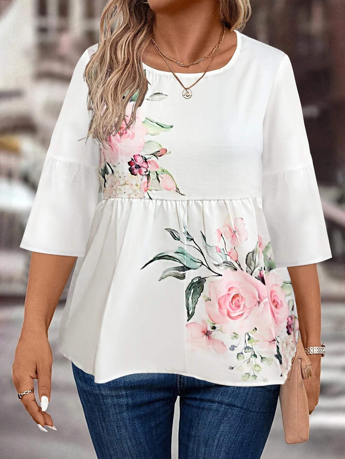 Womens Cotton Linen Floral Tunic Tops Blouse Ladies Boho Loose Summer T ...
