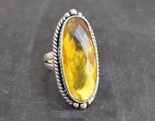Handmade Citrine Ring: 925 Sterling Silver Band, Gemstone Ring All Size R 529