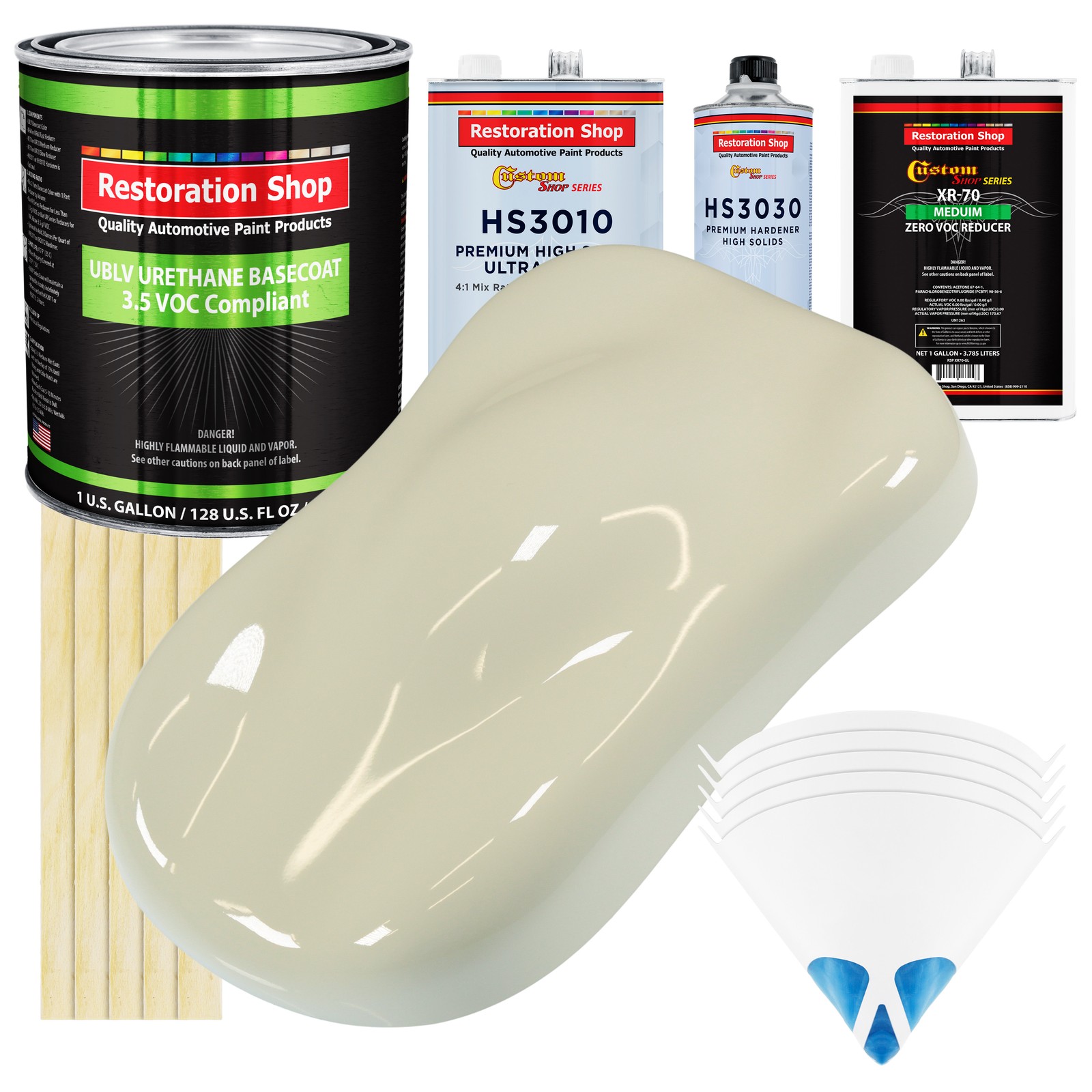 Grand Prix White Low VOC Urethane Basecoat Auto Paint Gallon Kit  