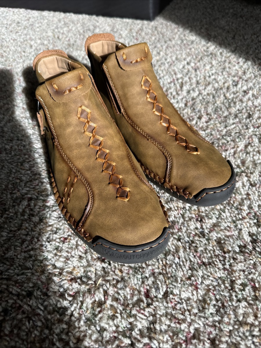 New Salkin USA Tan Leather 100% CAOUTCHOUC Chuka Zip Boots  display picture 2