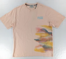 Scotch & Soda Shirt Mens Medium Peach Graphic T-shirt Colorful Crewneck Tee