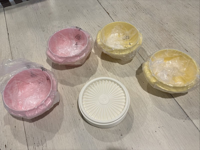 Tupperware Classic Servalier Bowls 10oz Set of 4 Pastel Yellow & Pink~NEW