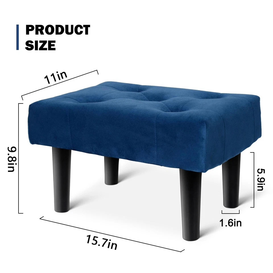 Pequeño reposapiés otomano, terciopelo madera taburete otomano con patas de madera, sofá... Foto 2 de 4