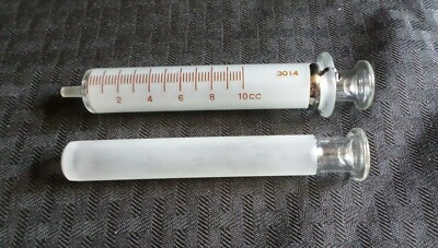 BD Yale 10cc Reusable Glass Luer Slip Tip Syringe w/ Extra Plunger 3014, 512302