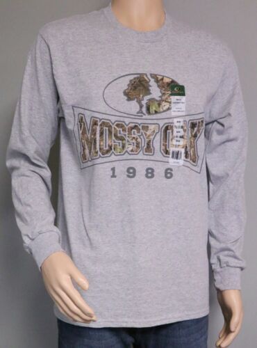 MOSSY OAK 1986 MEN'S LONG SLEEVE GRAY TEE T-SHIRT CAMO LOGO NEW CHOOSE SIZE