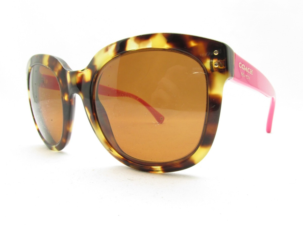 【美品】COACH サングラス Casey HC8047F ケース付 COACH CASEY HC8047 SPOTTY TORTOISE FUCHIA EYEGLASSES FRAMES