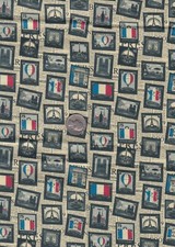 Remnant of Fabric Fat Eighth 9X21 for Crafts, Quilting, Paris, Eiffel Tower, 