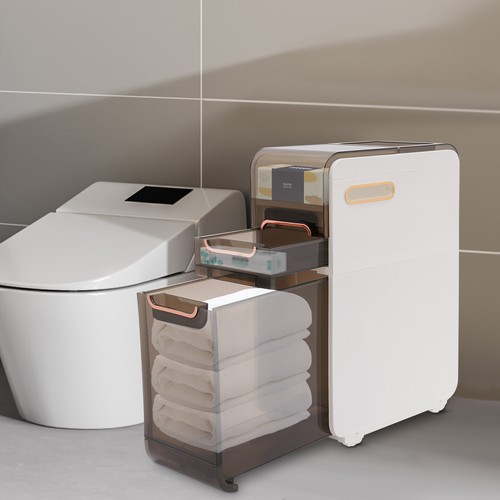 Bathroom Floor Cabinet Toilet Paper Holder Narrow Bathroom Storage Organizer