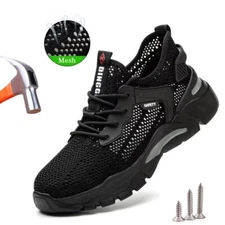 Lightweight Safety Shoes Men's Breathable Steel Toe Work Indestructible Sneakers