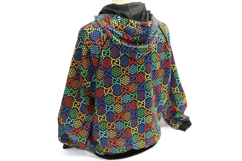 GUCCI GG Maglione con cappuccio monogramma arcobaleno con cerniera ORGOGLIO