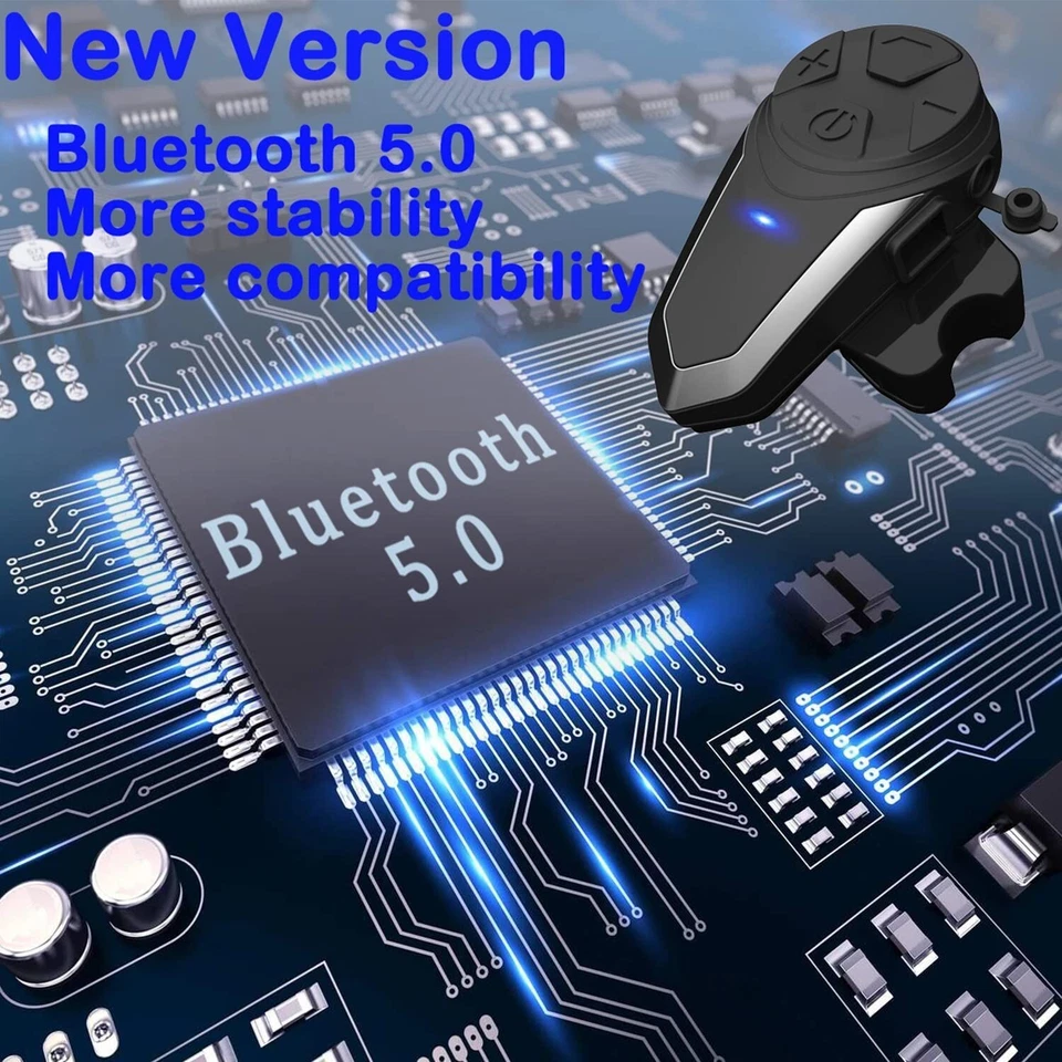 Auriculares Con Bluetooth Interfono Intercomunicador Para Cascos De Motos US - Image 2 of 4