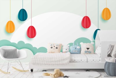 3D Easter Egg Paper-cut Decoration Self-adhesive Removable Wallpaper Murals