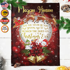 USA Printed Custom Blanket, Christmas Eve Custom Name Blanket, Personalized Chri