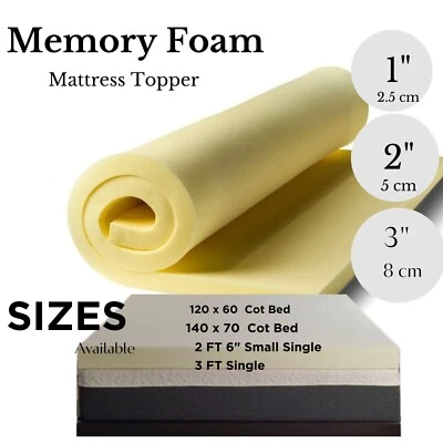 Orthopaedic Memory Foam Mattress Topper for Cot Bed, Small Single & Single Bed