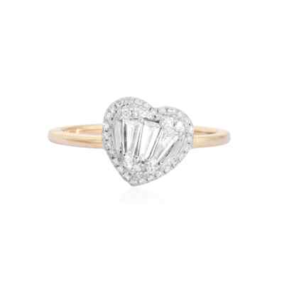 D-E/VS Herzform Diamant Halo Verlobungsring für Damen, 14K Rotgold