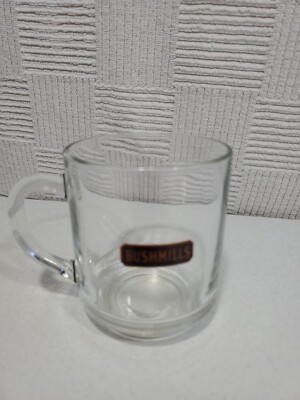 BUSHMILLS Irish Coffee Clear Glass Coffee Mug Cup vintage Bushmill's