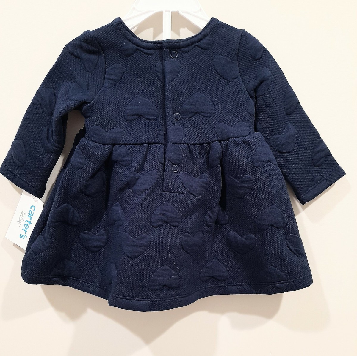 Carter s Baby girl 2 piece Navy blue heart print dress Newborn 3 9 Months eBay