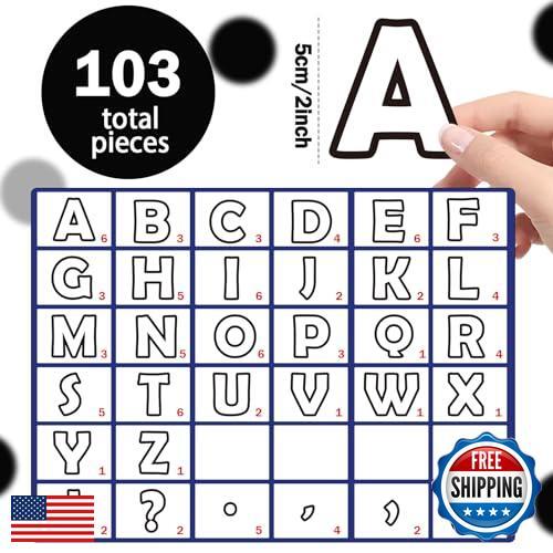 Qyeahkj 103 Pcs 2'' Black and White Magnetic Letters for Classroom Whiteboard - Picture 2 of 5