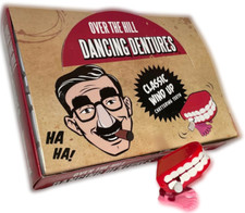 1 Over The Hill WIND UP DANCING DENTURES Funny Gag Gift Walking Chattering Teeth