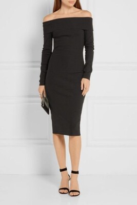 the row off the shoulder dress THE ROW Teresina Off-Shoulder Midi Dress