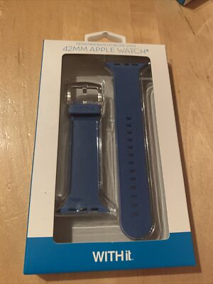 WITHit Apple Watch Silicone Replacement Band 42mm Blue Cool Channels