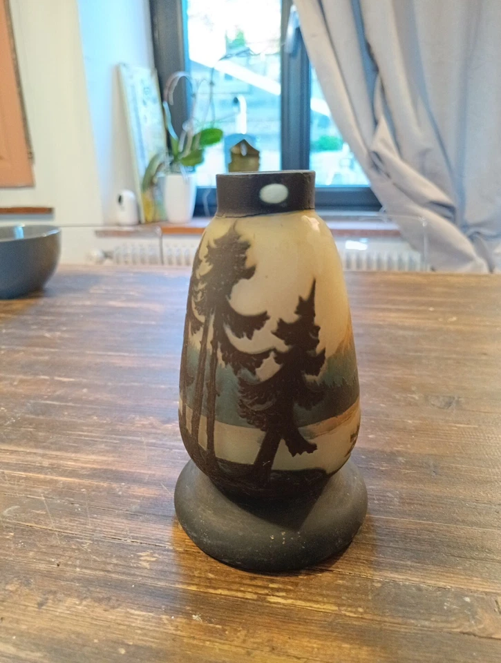 Muller Freres Lunéville Pied De Lampe  Dégagée Acide Paysage Vosges K3 - Photo 2/4