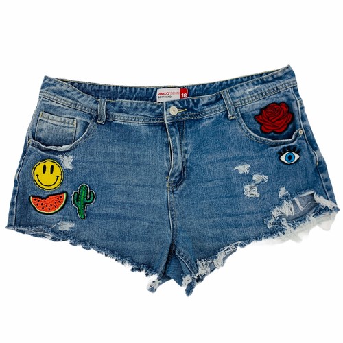 Jean Shorts Ripped Holes Patches 