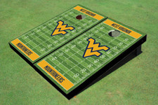 West Virginia University Gold Matching Football Field Custom Cornhole Boards