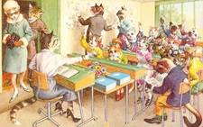 Cats Postcard Eugen Hartung Illustrator Post WW2 Published by Alfred MAINZER N