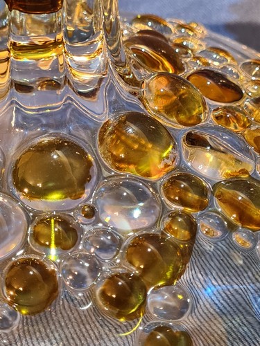 Bowle Set Glas 1 Schale 10 Tassen Yellow Bubbles Schweres Massives Glas - Bild 9 von 14