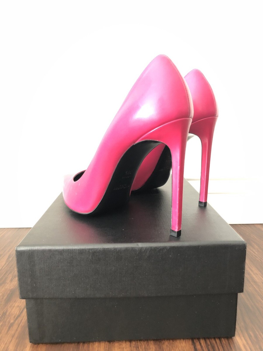 Saint Laurent Paris (YSL) Leather Pointed Toe Fuchsia/Pink