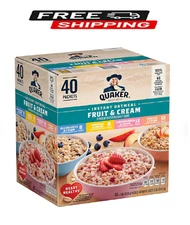 New Quaker Instant Oatmeal Fruit & Cream, Variety Pack 42.3 oz., 40 pk.