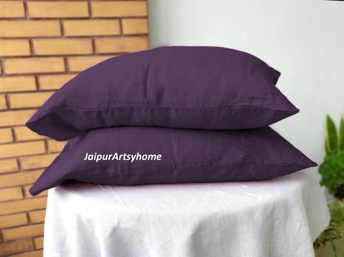 Set 3 pz copripiumone in cotone colore viola scuro, biancheria matrimoniale, taglia intera king - Foto 3 di 5