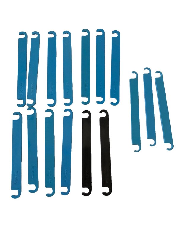 16 Vtg Construx Blue Black Links Flat Hooks Fisher Price Replacement Parts