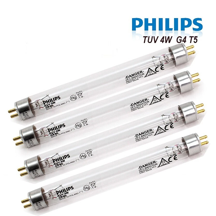 Philips TUV 4W G4 T5 Bulb Germicidal Tube Ultra Violet UV Fiter Sterilizer 4PCS