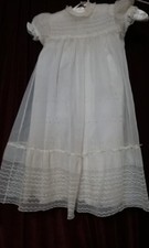Vtg 50's Little Girl's Fancy Dress Sheer Nylon Eyelet with Slip