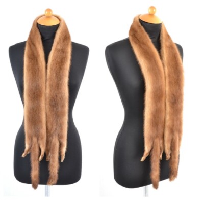 Z412 NERZ KRAGEN ECHT PELZ SCHAL STOLA GANZE FELLE KRAWATTE MINK