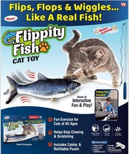 Flippity Fish Cat Toy Interactive Flips Wiggles Like Real Fish Motion Activated
