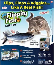 Flippity Fish Cat Toy Interactive Flips Wiggles Like Real Fish Motion Activated