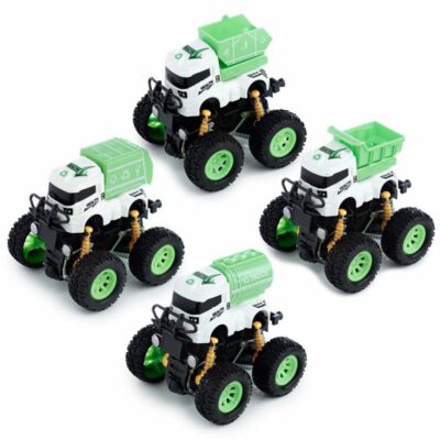 STUNT MONSTER GARBAGE TRUCK FRICTION PULL BACK / PUSH FORWARD ACTION TOY - NEW