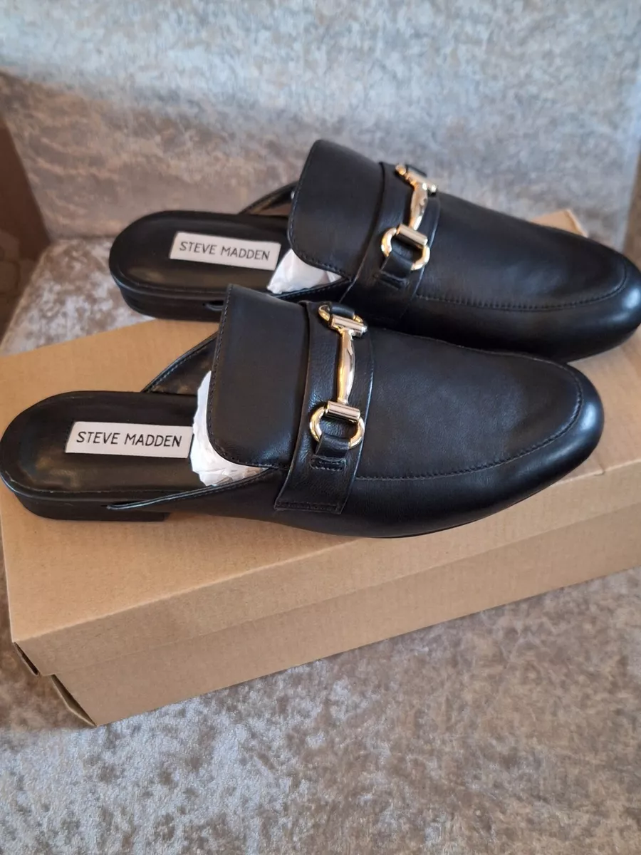 Steve Madden Size 8 Kandi Loafer Horse Bit Mules Black Fits 6 7 BRAND NEW IN BOX