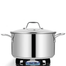 NutriChef Stainless Steel Stockpot - Heavy Duty Induction Pot, Soup Pot With Lid