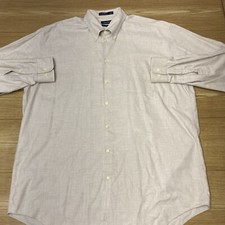 Nautica Formal Shirt Mens 17/34-35 Tan Office Casual Long Sleeve Wrinkle Free