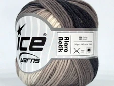 Alara Batik 72623 Black Grey White Ice Yarns DK Cotton Acrylic Blend 50g 153y