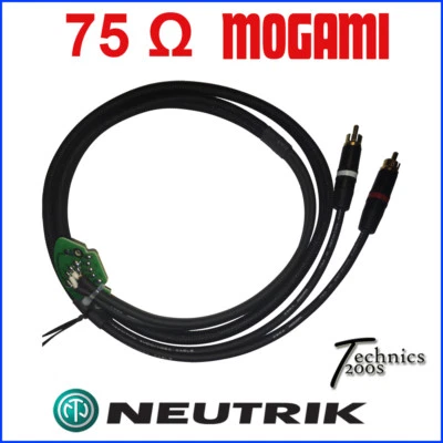 MOGAMI TECHNICS 1200S.COM 75Ω OHM TECHNICS 1200 1210 MOGAMI RCA PHONO CABLE NEUTRIK GOLD TIP INT. GND PCB