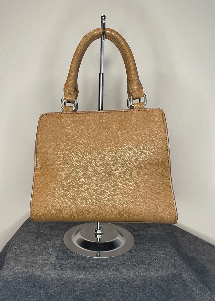 Nine West 2 Tone Convertible Satchel Handbag Crossbody Strap Brown Tan Cream - Image 2 of 4