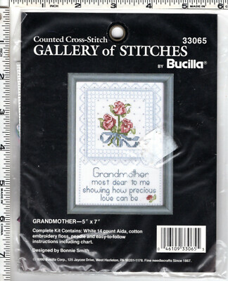 ''Grandmother''  1990 Bucilla Gallery of Stitches Counted Cross Stitch Kit # 33065