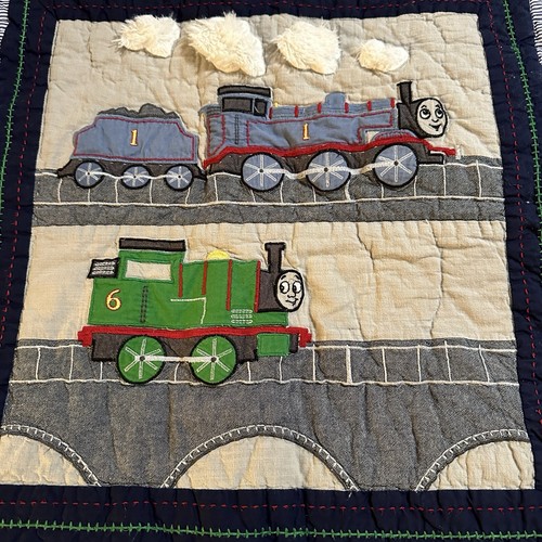 Pottery Barn Kids Thomas the Train Quilted European Square Pillow Sham 25" x 25" - Picture 13 of 14
