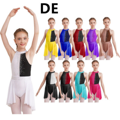 Mädchen Spitzen Ballettanzug ärmellos Neckholder Rückenfrei Turnanzug