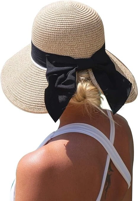 Comhats Sun Hat for Womens Floppy Summer Beach Straw Hats Accessories Wide Brim